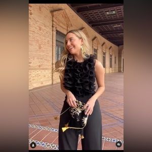 NWT ZARA PLEATED RUFFLED JUMPSUIT